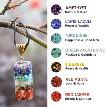 Retro Reiki Healing Energy Crystal Pendant Necklace