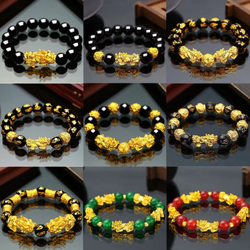 Exquisite Golden Wealth Attraction Pixiu Crystal Bracelet